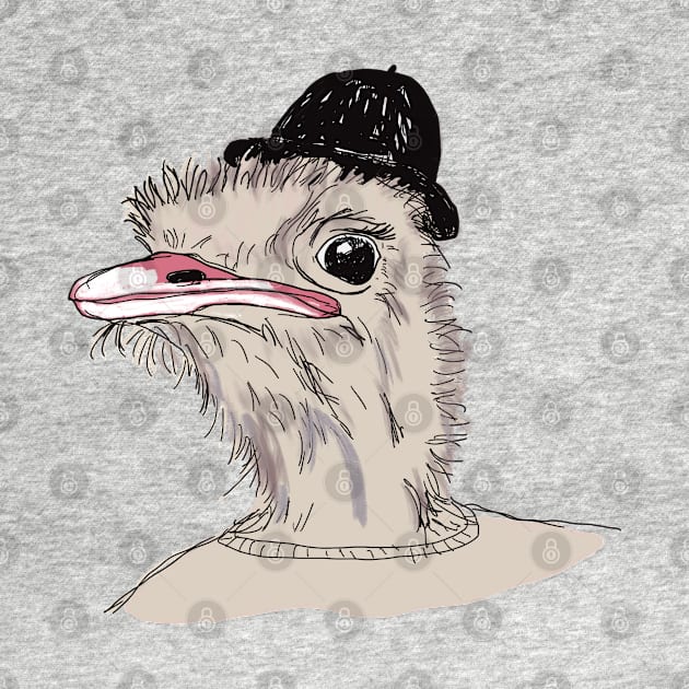 ostrich with hat drawing by PrincessbettyDesign